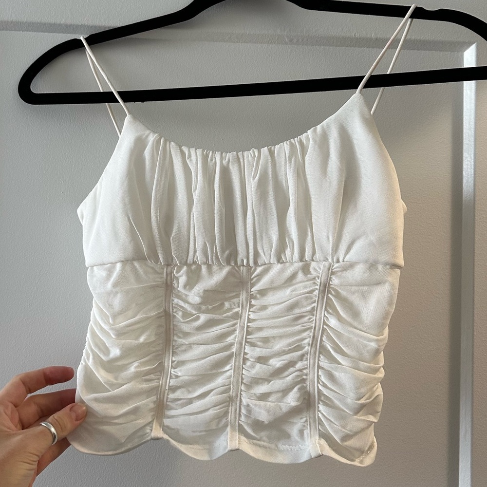 Princess Polly white/ cream scrunch tank top